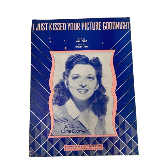 I Just Kissed Your Picture Goodnight Sheet Music 1942 Mack David Walter Kent - Picture 2 of 5